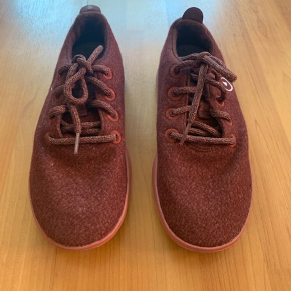 allbirds maroon shoes with pink soles size 7